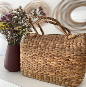 Cesta de jacinto de agua natural Almacenamiento de mimbre algas marinas Paja Productos artesanales Uso doméstico de proveedor indio al por mayor - Product Image 2