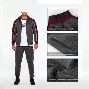 Best Quality Wholesale Heavyweight 240 GSM Breathable Full-Zip Jogging Tracksuit Set Long Sleeve Sportswear Outdoor Hoodie Men's - Product Image 3