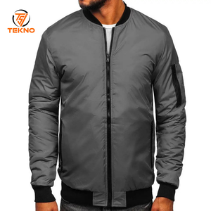 Chaqueta de bombardero informal con parches de logotipo personalizado de calle principal para hombre, chaquetas de bombardero de piloto ligeras a prueba de viento con cuello acanalado informal, servicio OEM - Product Image 1