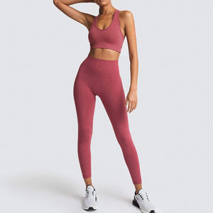 Conjunto de yoga OEM para mujer, ropa de gimnasio, mallas de dos piezas sin costuras y sujetador, ropa de fitness, proveedor de ropa deportiva - Product Image 5