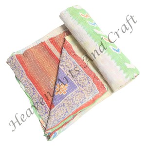Colors Kantha <b>Quilts</b> - Print Kantha <b>Quilts</b> Lot Indian Reversible Hand Stitched Heavy Throw Old Sari Blanket Patch Work Heavy - Product Image 1