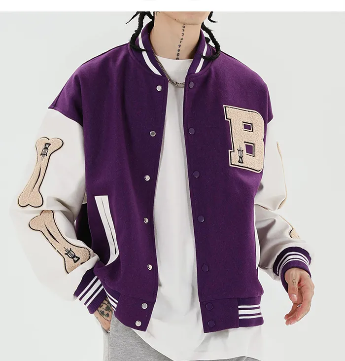 Jaqueta de couro de lã personalizada, de alta qualidade, mangas de couro, estilo bomber letterman, varsidade, masculina, de beisebol, versidade, jaqueta e casaco