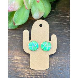Karen Lalio Diamond <b>Stud</b> Earrings 14k/18k Gold with Rose Gold Opal & Sterling <b>Silver</b> Inlay Geometric Bezel Setting Post Earrings - Product Image 1