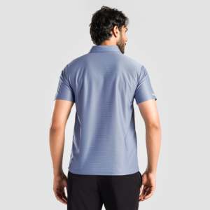 Polo 100% Polyester à texture DOT (JK Bleu) respirant, coupe courte, taille XL, avec logo brodé, couleur foncée, technique, tricoté uni - Product Image 2