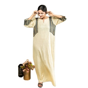 Été Plus Size Lin doux coton décontracté Vacances broderie ukrainienne Robe été bohème longue robe 2024 tenue décontractée - Product Image 1