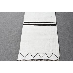 Vintage 1.6x9 ft <b>Rug</b>, Turkish <b>Runner</b> <b>Rug</b>, White Abstract <b>Rug</b> - Product Image 4
