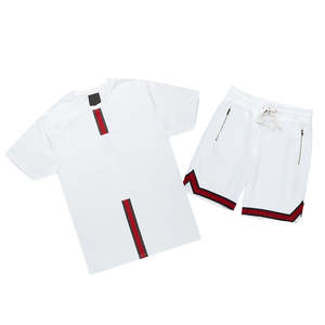 T-shirt haut de gamme uni à manches courtes, ensemble t-shirts et shorts d'été décontractés de haute qualité pour hommes, vente en gros - Product Image 3