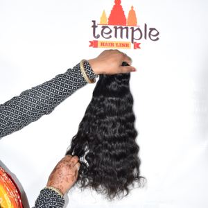 Máquina ondulada de templo crudo indio 100%, doble trama sin procesar, trenzado de onda profunda, color natural, negro, extensiones de cabello humano para mujeres - Product Image 3
