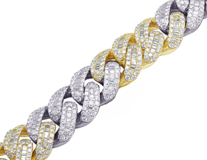 Collier cubain personnalisé en or 10 carats avec diamants baguette et ronds cultivés en laboratoire, style hip-hop pour hommes - Product Image 3