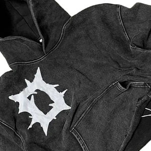 High Street Custom Oversize Acid Wash Hoodie para hombres 3D Serigrafía Pullover Style Low MOQ Hooded Zipper Design Wholesale - Product Image 2