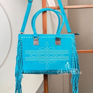 Hot Selling Designer <b>Boot</b> Stitch Hand Tooled Suede Leather Crossbody Shoulder Fringe Handbag <b>for</b> Women's Custom Large Tote Bags - Product Image 1