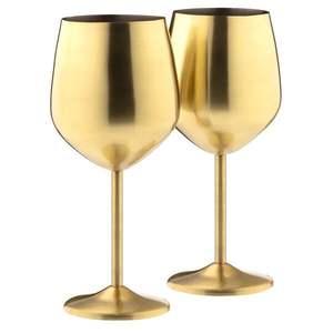 Lujosas copas de vino irrompibles recubiertas de oro inastillables con tallo de acero inoxidable para hombres y mujeres - Product Image 1
