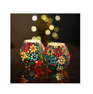 Factory Quality Turkish Mosaic Glass Crackle T Light Holder Potted <b>Plants</b> For Home Decoration Wedding Party Decor - Product Image 1