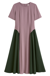 เดรสยาวสไตล์วินเทจ TAOP&ZA 2025 รุ่น 4945 แฟชั่นใหม่ คอกลม แขนสั้น ซิป ตัดต่อสีพื้น เหมาะสำหรับฤดูใบไม้ผลิและฤดูร้อน สไตล์ลำลอง - Product Image 5