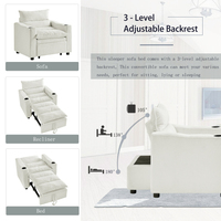 Canapé-lit convertible 3 en 1, fauteuil inclinable en velours réglable pour petit espace, appartement
