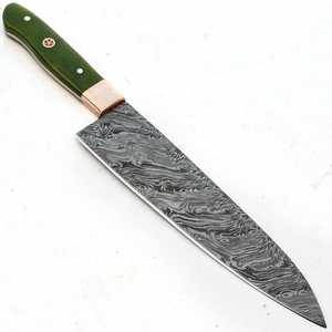 Ensemble de couteaux de chef professionnel personnalisable écologique de haute qualité en acier damas avec poignée en résine comprenant une gaine - Product Image 5