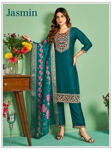 Vêtements de mariage et de soirée SOIE FANTAISIE AVEC INTÉRIEUR ENTIÈREMENT EN COTON Salwar/Shalwar Kameez avec broderie Vêtements pour femmes Tarif de gros Inde - Product Image 4