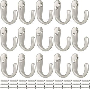 Silver With Antique Style Coat <b>Hooks</b> <b>Wall</b> Mounted Single Prong Robe <b>Hook</b> <b>for</b> Hanging Towel <b>Hooks</b> With Screw <b>for</b> Bags Hat Scarf - Product Image 3