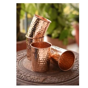 Gobelet classique 100% cuivre pur, écologique, anti-fuite, résistant à la chaleur, design martelé, pour les fêtes, la salle de sport, les voyages, l'ayurveda - Product Image 5