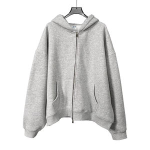 100 por ciento de algodón con cremallera completa Sudadera con capucha gruesa con hombros descubiertos Boxy Cropped Hoodie para hombres - Product Image 1