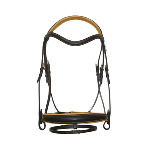 Brida de cuero de doma ligera-Banda para cejas con ribete amarillo Banda acolchada para la nariz con accesorio de equitación Flash DE LA India... - Product Image 1