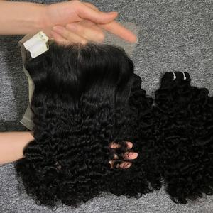 Extensiones de cabello Remy de la mejor calidad, conjunto completo de trama rizada birmana vietnamita cruda y máquina de cierre de encaje HD, trama Doble - Product Image 2