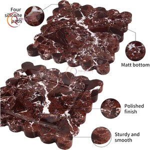 อาหารจานหินอ่อนยอดนิยมของเซิร์ฟเวอร์ของตกแต่งโต๊ะทำมือสีน้ำตาลเข้มสำหรับงานแต่งงานงานเลี้ยงรีสอร์ทและโรงแรม - Product Image 3