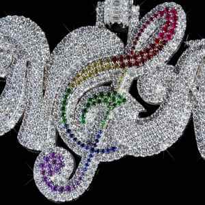 Charm Personalizado con Inicial, Estilo Hip Hop, Chapado en Oro de 14K sobre Plata 925 con Moissanita VVS, Joyería de Regalo con Brillo - Product Image 3