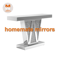 Console contemporaine en verre argenté avec miroirs pour couloir