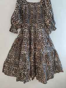 Women's Floor-Length 100% Cotton V-Neck <b>Long</b> Sleeve <b>Casual</b> Party Summer <b>Dress</b> with Floral Print From Rajasthan - Product Image 4