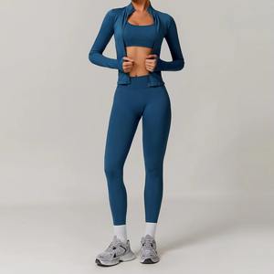 Vêtements de yoga pour femmes de haute qualité, respirants et à séchage rapide, soutien-gorge de yoga, haut de sport, veste, short taille haute, pantalon, ensembles de sport pour femmes - Product Image 6