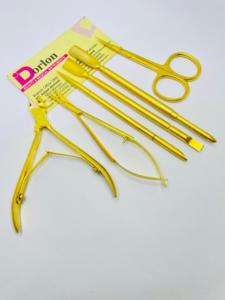 Ciseaux à ongles et pince à cuticules en acier inoxydable avec logo personnalisé, plaqué or mat, ensemble d'outils d'art des ongles - Product Image 4