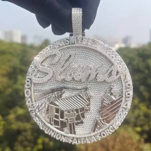 Iced Out Custom <b>Name</b> Gold Plated Moissanite Medallion Pendant Cute Sterling <b>Silver</b> Luxury Hip Hop Coin <b>Necklace</b> - Product Image 5