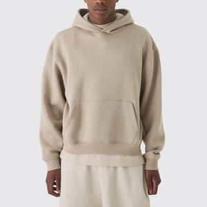 Sweat à capuche pur Double haut organique 100% coton lourd éponge française Logo personnalisé broderie surdimensionné sweat à capuche de haute qualité - Product Image 1