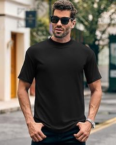 Custom Logo 350GSM Oversize Men's <b>T</b>-<b>Shirt</b> Hip Hop Style <b>Thick</b> Collar Mock Neck Heavyweight Jersey Crop Black Mocked Necked - Product Image 6
