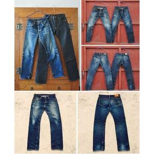 Men's Winter Summer Solid Breathable 100% Cotton Button Casual Lightweight Unsanforized Raw Selvedge Denim Mid <b>Waist</b> Vintage - Product Image 2