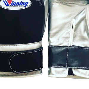 ถุงมือชกมวยหนังแท้สีดำเงินแบบมืออาชีพ พร้อมสายรัดข้อมือแบบเวลโคร สำหรับฝึกซ้อมและแข่งขัน เหมาะสำหรับผู้ชายและผู้หญิง - Product Image 3