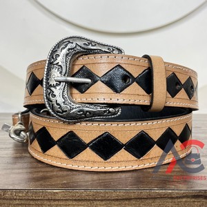 Bandoulière en cuir usiné à la main multifonction réglable personnalisée Sangles de sac en cuir véritable à carreaux pour unisexe - Product Image 1