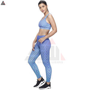 Ensemble de sport 2 pièces pour femme grande taille, uni, taille haute, en spandex/polyester, respirant, léger, séchage rapide, soutien-gorge de sport et leggings - Product Image 5