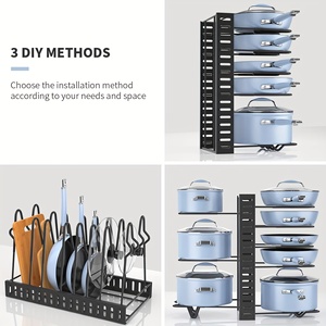 Étagère de <span class=keywords><strong>rangement</strong></span> pour casseroles robuste à 8 niveaux, réglable, bricolage, support pour casseroles et couvercles, gain de place, organisateur de comptoir de cuisine, outil - Product Image 5