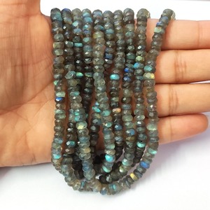 Perles de rondelle à facettes en Labradorite Flashy bleu naturel pour la fabrication de bijoux perles de Labradorite 5-6mm perles de pierres précieuses au prix de gros - Product Image 1