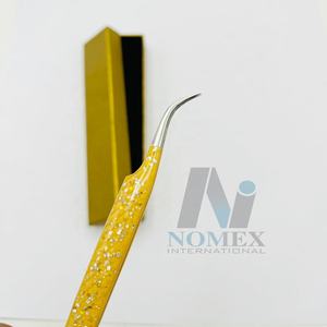 Pinces à cils en acier inoxydable, pointe courbée, revêtement brillant en gel, couche protectrice, anti-corrosion, durables - Product Image 2