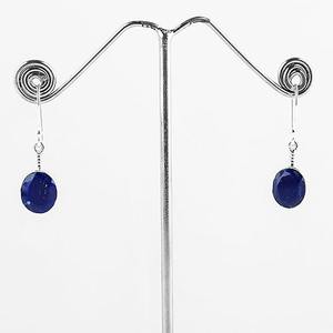 Boucles d'oreilles en pierres précieuses Lapis Lazuli 925 boucles d'oreilles en forme ovale en argent Sterling massif pour femmes filles boucles d'oreilles pendantes bijoux en argent - Product Image 5