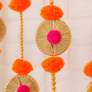 Pompom Garlands Gota Hangings Indian Backdrop Decor Haldi Mehndi Wedding Diwali Pooja Festival Decorations Outdoor Indoor Decor - Product Image 5