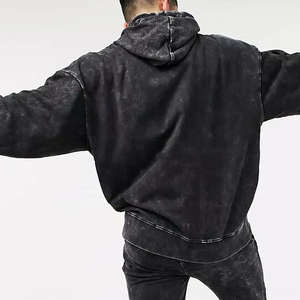 Ensemble sweat à capuche et pantalon de survêtement Boxy 100% coton pour hommes 350 g/m² tricoté à motif 3D délavé à l'acide vintage personnalisé - Product Image 4