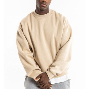 Venta al por mayor sudadera de gran tamaño sólido 100% algodón cuello redondo para hombres de talla grande transpirable de alta calidad técnica de tinte liso 420 gramos - Product Image 1