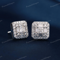 Boucles d'oreilles clous personnalisées plaquées or, style hip-hop, entièrement serties de moissanite taille brillant ronde, style luxueux, cadeau unisexe