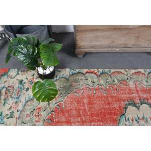 Tapis Kilim Turc Rouge Vert Vintage Classique Grande Surface 5'1X9'1 ft Laine 10mm Patchwork Latex pour Couloir Rectangle Chambre - Product Image 5