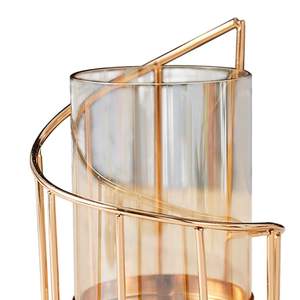 Nordique Métal Fer Pilier Bougeoir Ensemble 3 Carré Or Brillant Finition Verre Votive Cadre Antique Bol Durable Maison - Product Image 6