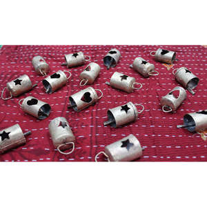 Set of 100 Rustic Iron Metal Tin Vintage <b>Bells</b> 2.5 Height with Star and Heart Cutout <b>Chimes</b> Tin Craft Supplies - Product Image 3